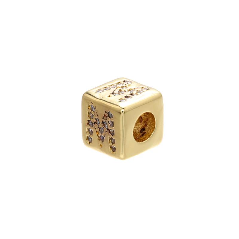 Gold-colored 8x8mm Square A-Z Letter Beads for DIY Handmade Bracelets, Earrings, and Jewelry Accessories Model:VZ246B