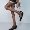 New Print Brown Fishnet Stockings Women Sexy Coffee Hollow Out Thigh High Socks Gothic Lolita Japanese Over The Knee Long Socks
