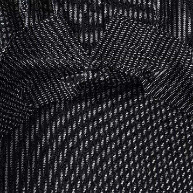 2025 Spring Women's Striped Print Loose Single-Breasted Lapel Shirt