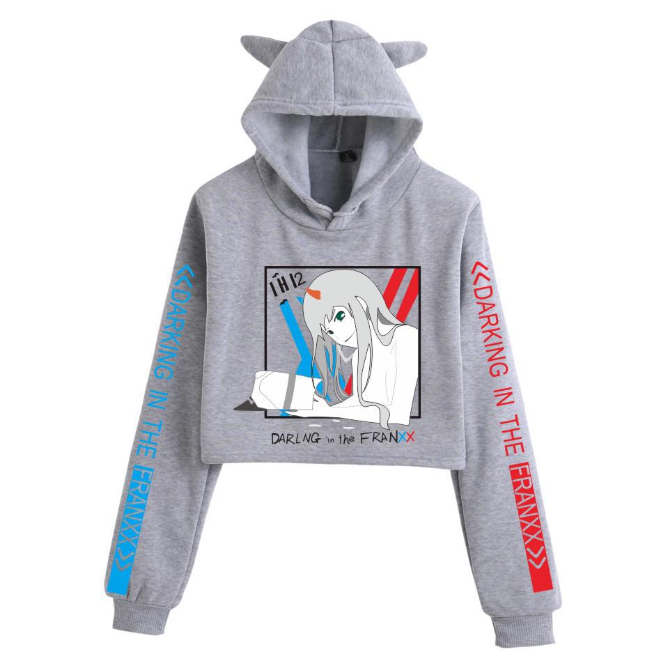Zero Two Darling in the Franxx Anime Cropped Hoodie