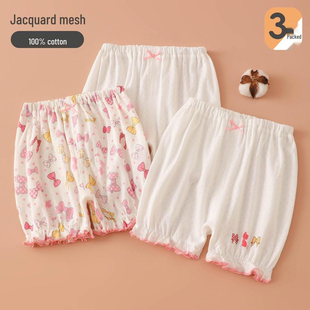 Girls' Japanese Style Breathable Cotton Three-Quarter Summer Home Shorts