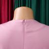 New Style Crew Neck Long Sleeve High Waist A-Line Dress Elegant Party Wear Solid Color  Dress