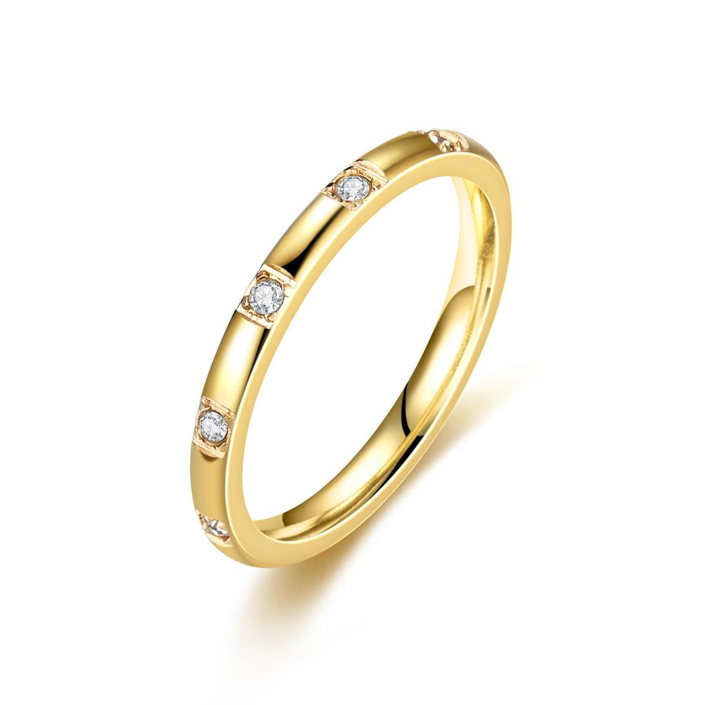 A 1pc Stylish, Stylish, Versatile and Simple Titanium Steel Ring with Synthetic Zircon Design