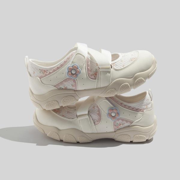 Fashion Shoes Women's Sneakers With Platform Woman-shoes Thick Sole Casual Roses Canvas Rubber Leisure Floral Hook & Loop Fabric Solid R