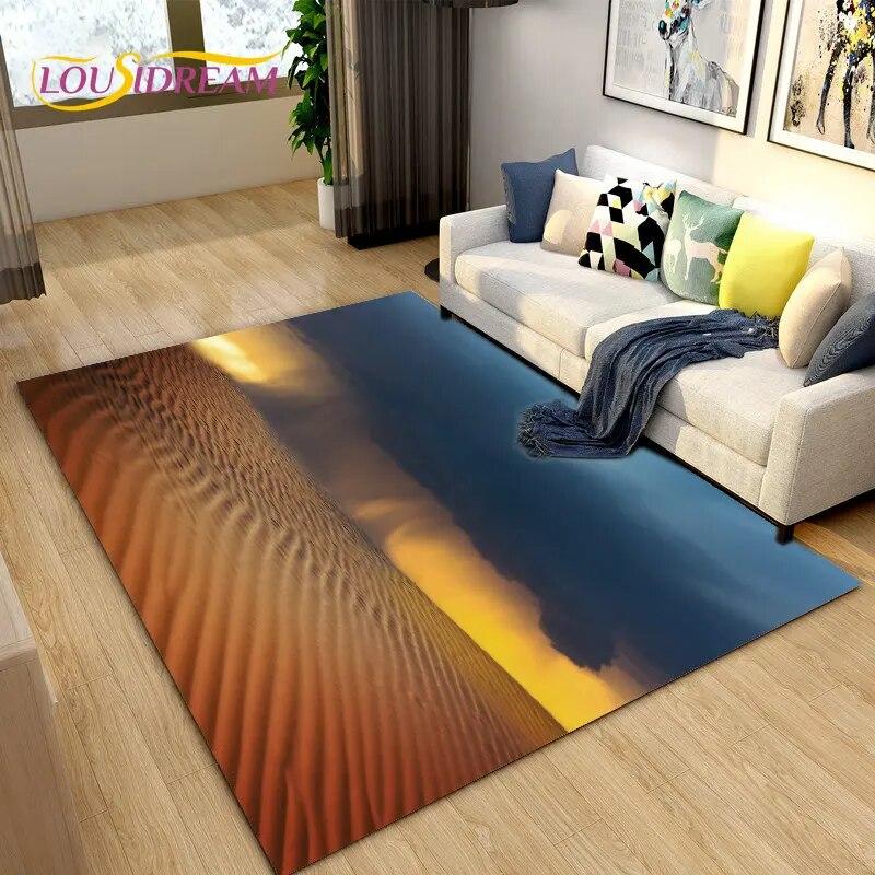 Nature Scenery Desert Sand Area Rug Large,Carpet Rug for Living Bedroom Sofa Doormat Decoration,Children Play Non-slip Floor Mat