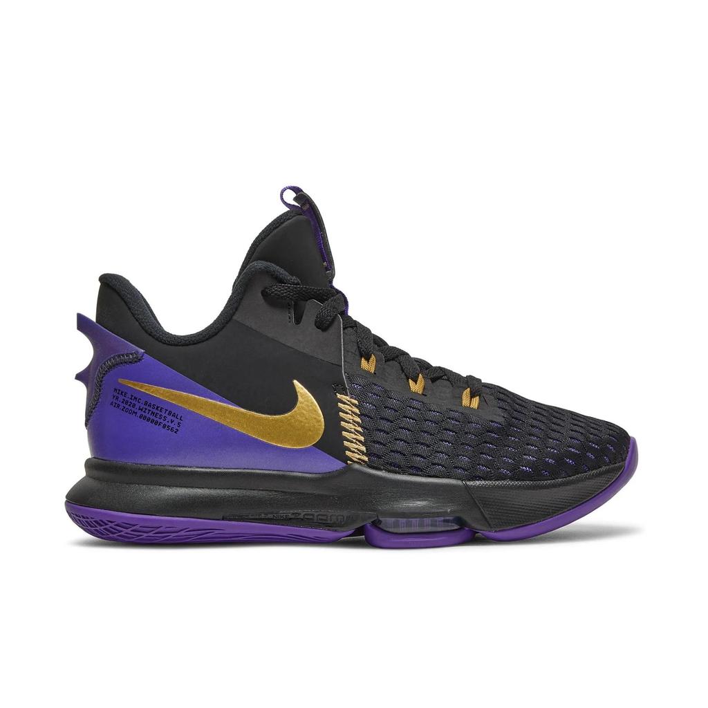 Nike LeBron Witness 5 EP 'Lakers' (Unisex) Black / Metallic Gold / Fierce Purple Basketball Shoes CQ9381 001