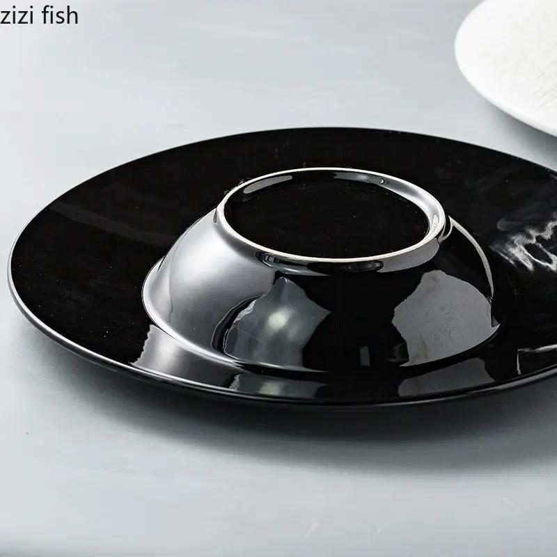 Farfurie Creativă Rotundă din Ceramică pentru Cină, Farfurie pentru Paste, Farfurie pentru Friptură, Veselă de Uz Casnic pentru Bucătărie, Culoare Solidă, Farfurie pentru Gustări, Farfurie pentru Salată, Farfurii pentru Supă