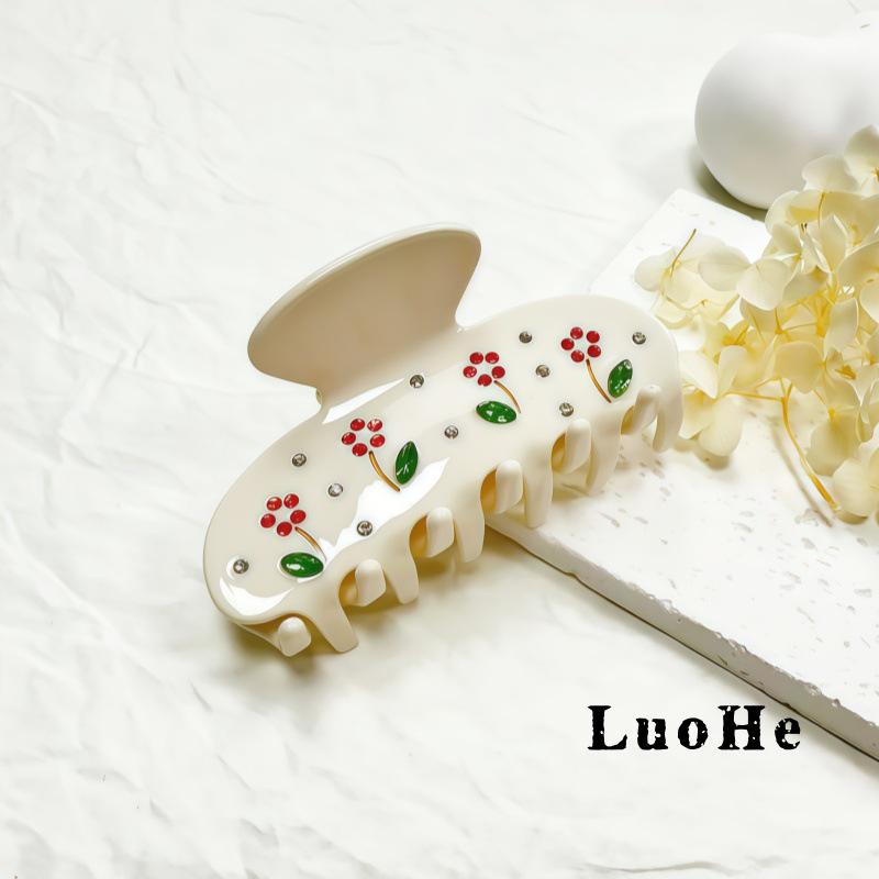 

Sweet Girl Rhinestone Flower Hair Claw Clip - Acetate Medium Shark Clip белый