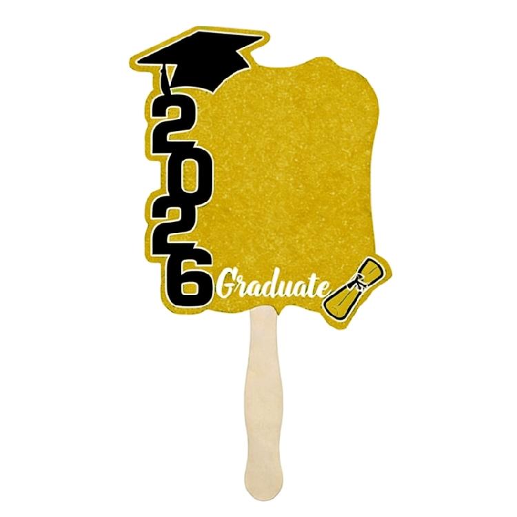 Class Of 2026 Commemorative Hand Fan Double Sided Printed Wooden Graduation Fan For Graduation Parties School Event