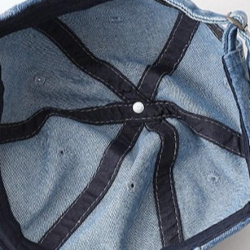 Solid Color Denim Baseball Cap 3D Floral Decor Floral Decor Hat Duckbill Cap Sun Protection