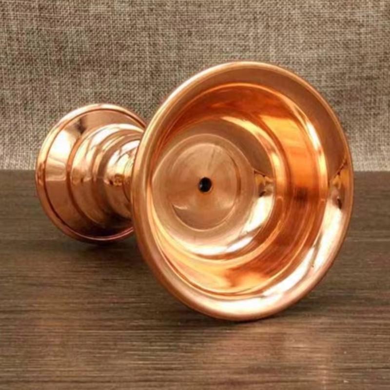 Red Brass Tibetan Candlestick Religion Handcrafted Polishing Altars Candle Floating Light Lamp Buddhist Tribute Table Decoration