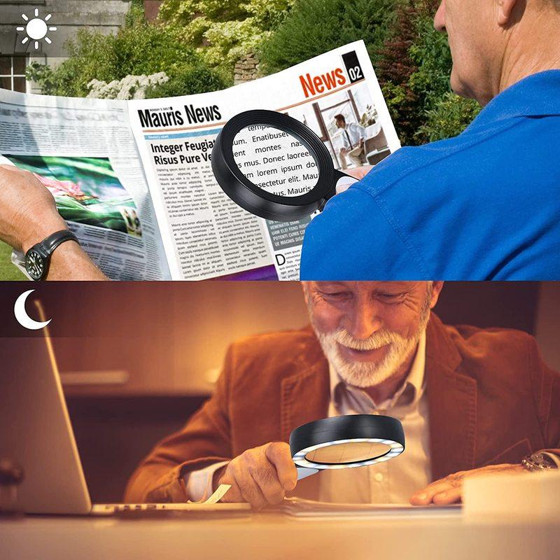 Magnifying Glass 18 LED Lights 30X Double Glass 3 Modes High Power Lens Handheld Illuminated Magnifier Reading  Tool