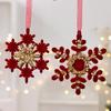 Christmas Decoration Wine Red Flocking Wreath Bow Elk Pendant Christmas Tree Decoration Ornaments