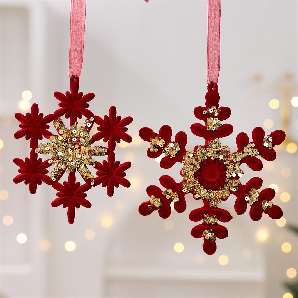 Christmas Decoration Wine Red Flocking Wreath Bow Elk Pendant Christmas Tree Decoration Ornaments