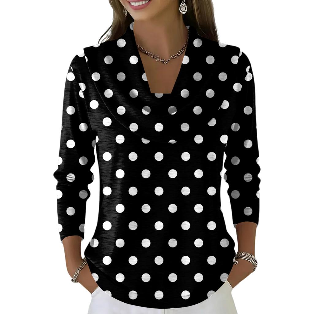 Women's Casual And Fashionable Round Neck Long Sleeved Printed Top Sweater
