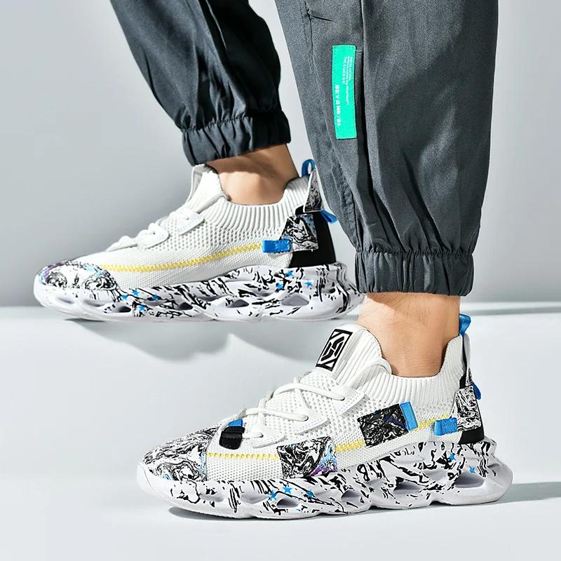 Fashion Popular Men's Sports Casual Shoes Blade Thick-soled Breathable Summer Mesh Sneakers Cushioning Non-slip Trendy Mens Running Shoe