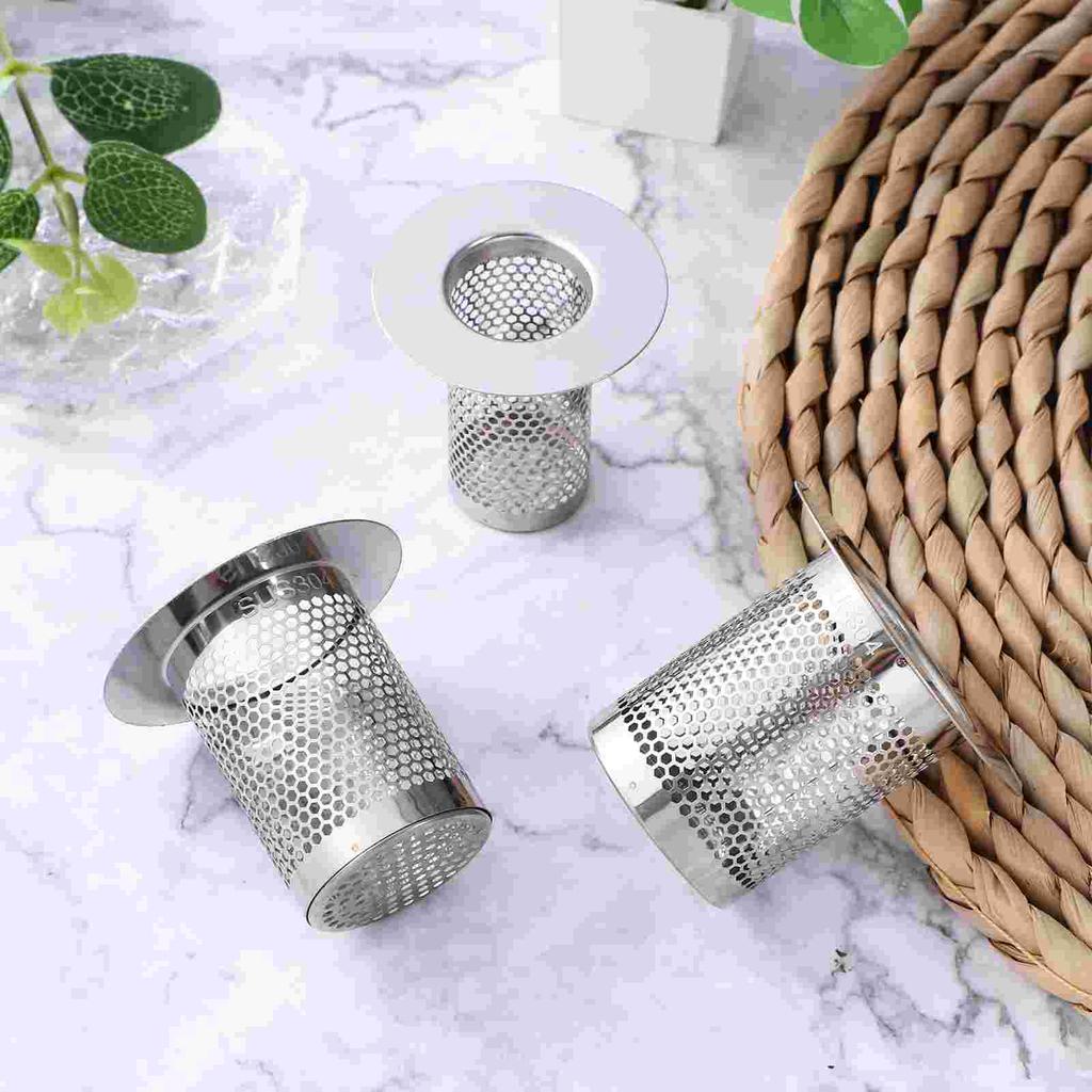 3 Pcs 304 Stainless Steel Floor Drain Filter Strainer Sink Metal Screen Strainers Shower Cover Basket Drainer Mesh