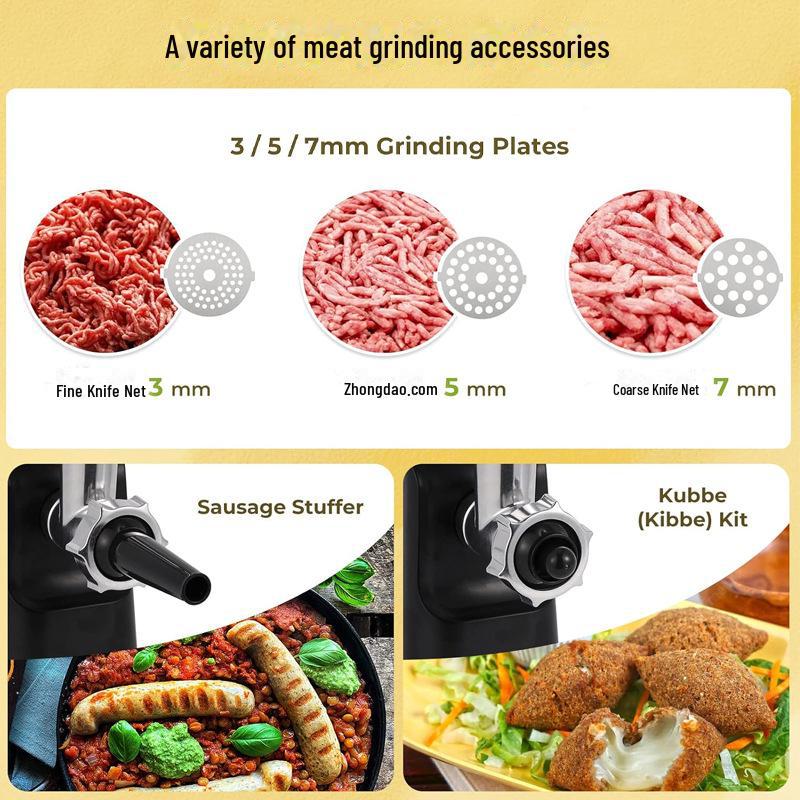 Automatický mlýnek na maso a plnička klobás z nerezové oceli evropského standardu: Multifunkční zařízení do zásuvky pro domácnost