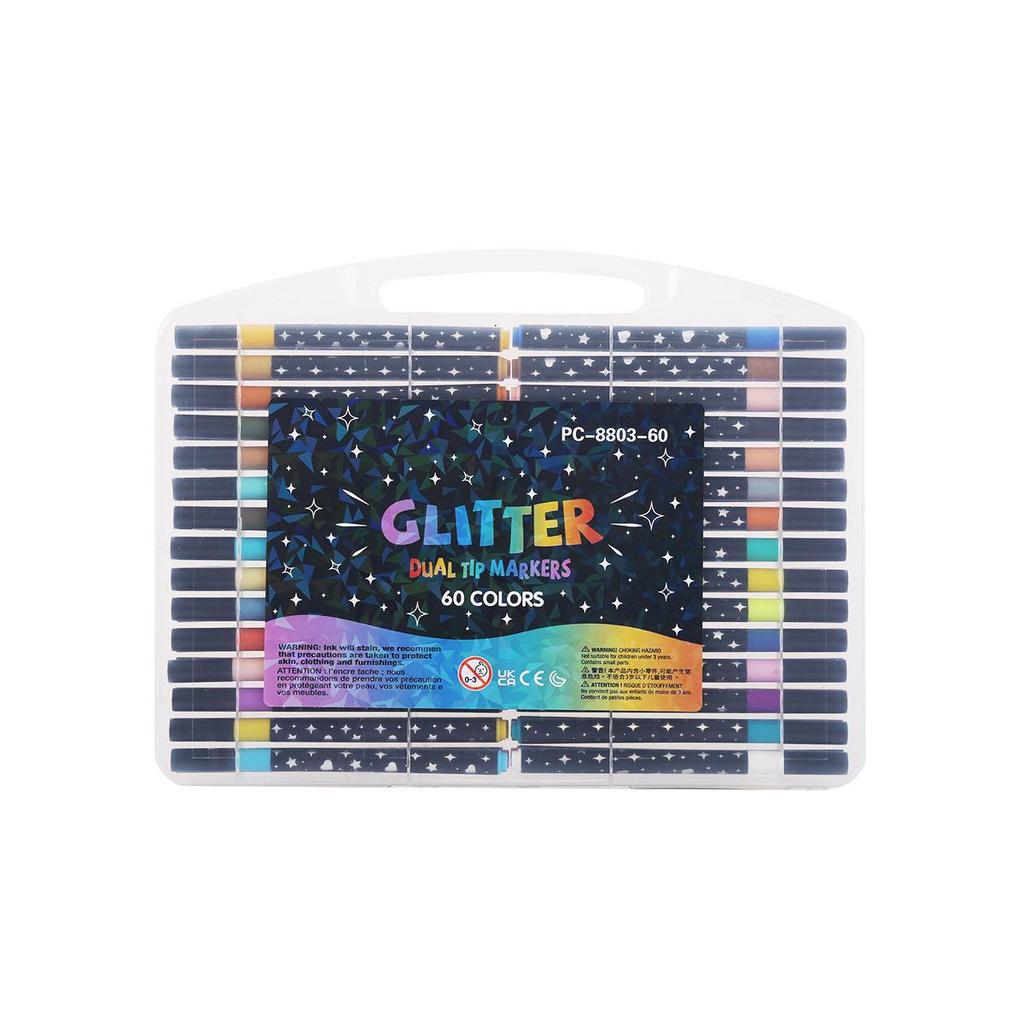 Dual-Color Glitter Marker: Bold, Soft Tip, Non-Fading, Pearlescent Shine for Kids' Hand-Painted Art