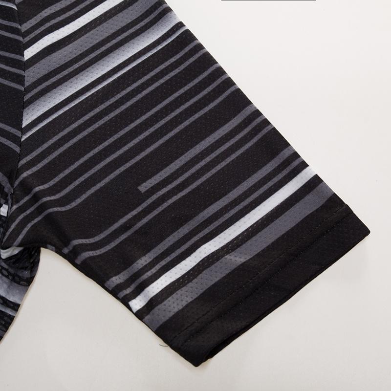 Anti-sweat Short Sleeve Cycling Jersey Black Bib Pants Bicycle Clothing Set Sport Jerseys Contrast Color Stripe Men Cycling Clothes Suits