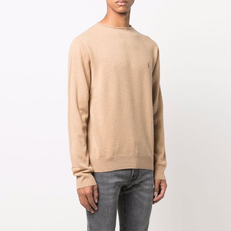 Polo Ralph Lauren FW21 Logo Embroidered Crew Neck Sweater Men Sweater Brown 710849451-003