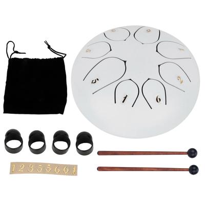 6in Tongue Drum 8?Tones Ethereal Hand Pan Drums with Drumstick Percussion InstrumentWhite