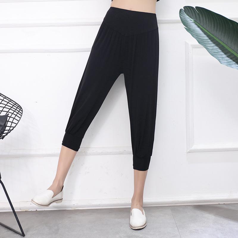 

Женские модальные брюки-гаремы для йоги с высокой талией длиной семь восьмых XL чёрный