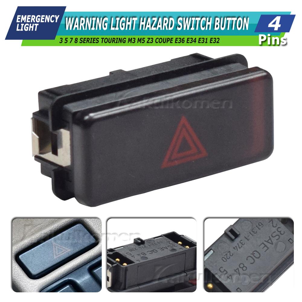 61311374220 61311390722 New Emergency Light Hazard Button Switch 4Pins Fit For BMW 3 5 7 8 Series M3 M5 Z3 Coupe E36 E34 E31