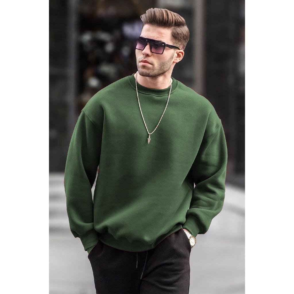 Smoked Rundhals Oversize Basic Herren Sweatshirt 6048