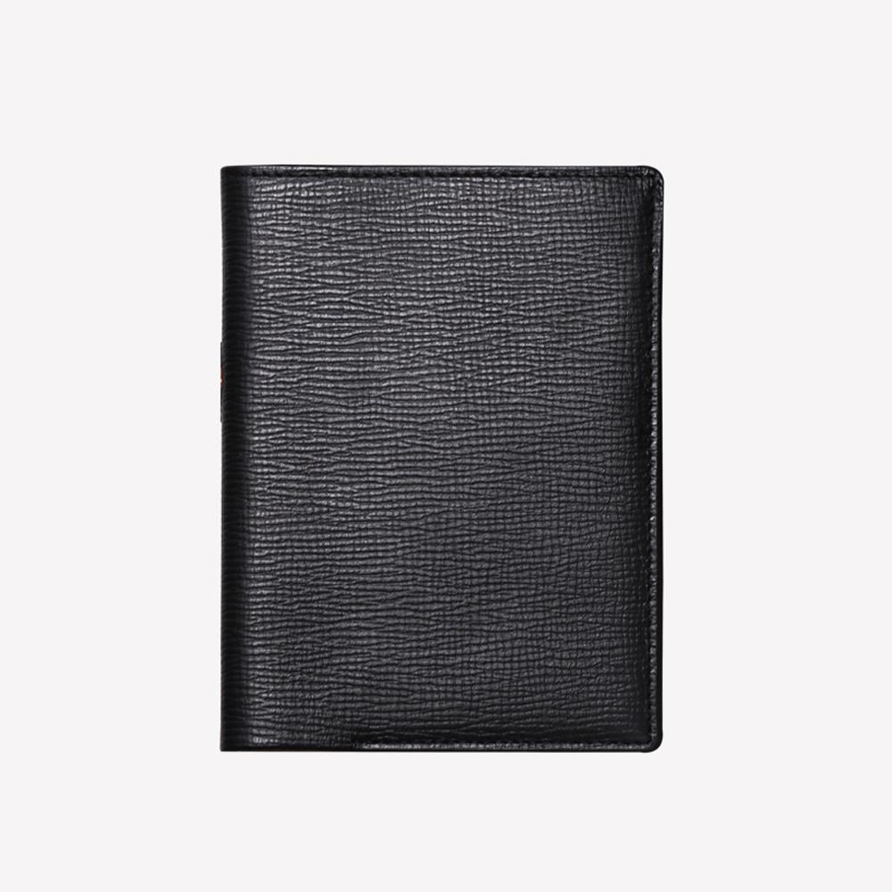 Matt Embossed Cowhide Bill-Style Passport Case (Black) W31311