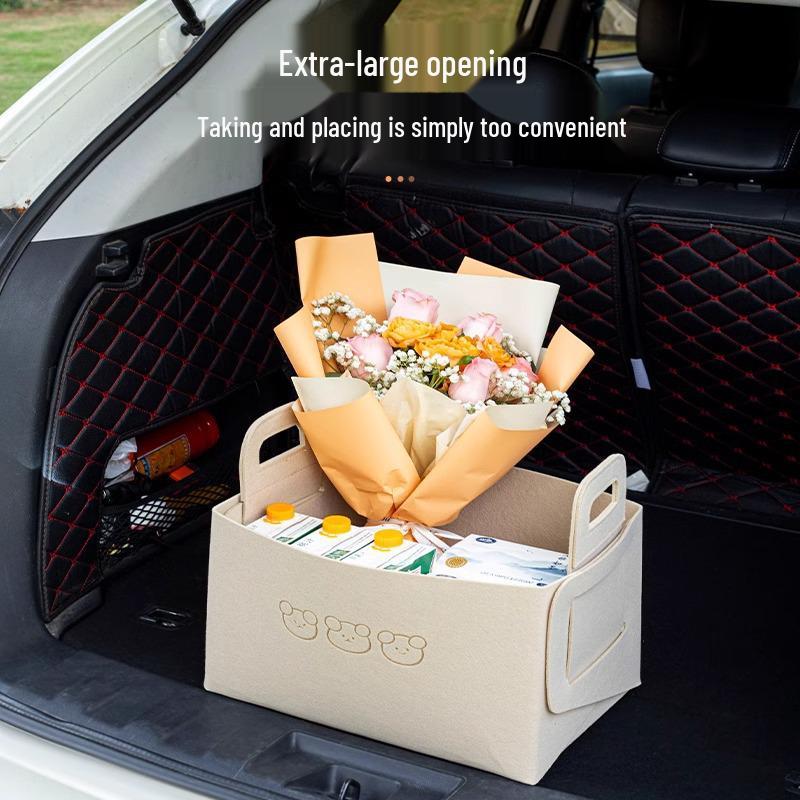 Large Capacity Folding Car Storage Box - Cute Cartoon Design