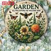 Vintage Garden Tin Wall Art with Floral Bee Design Metal Sign