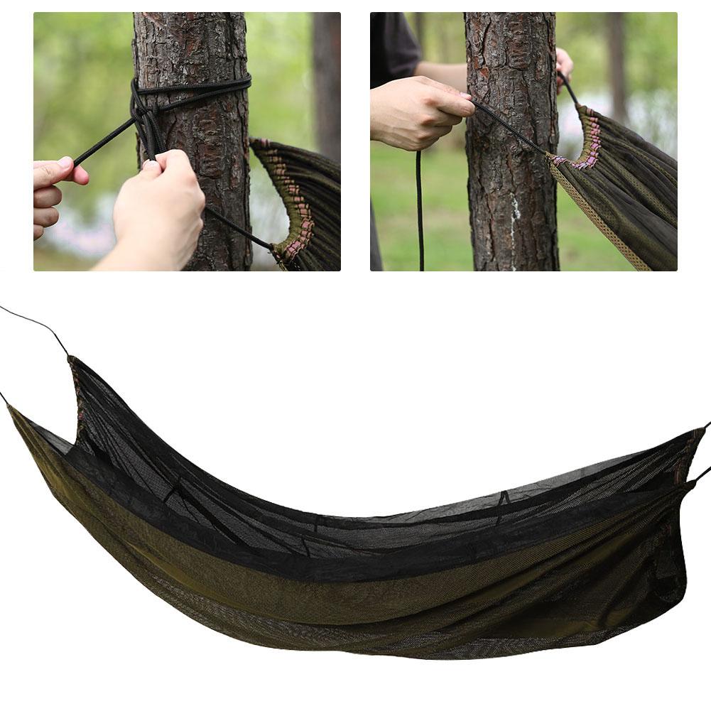 Camping Single Hammock Portable Outdoor AntiMosquito Hammock Camping Hiking Backpacking Survival(Dark Green )