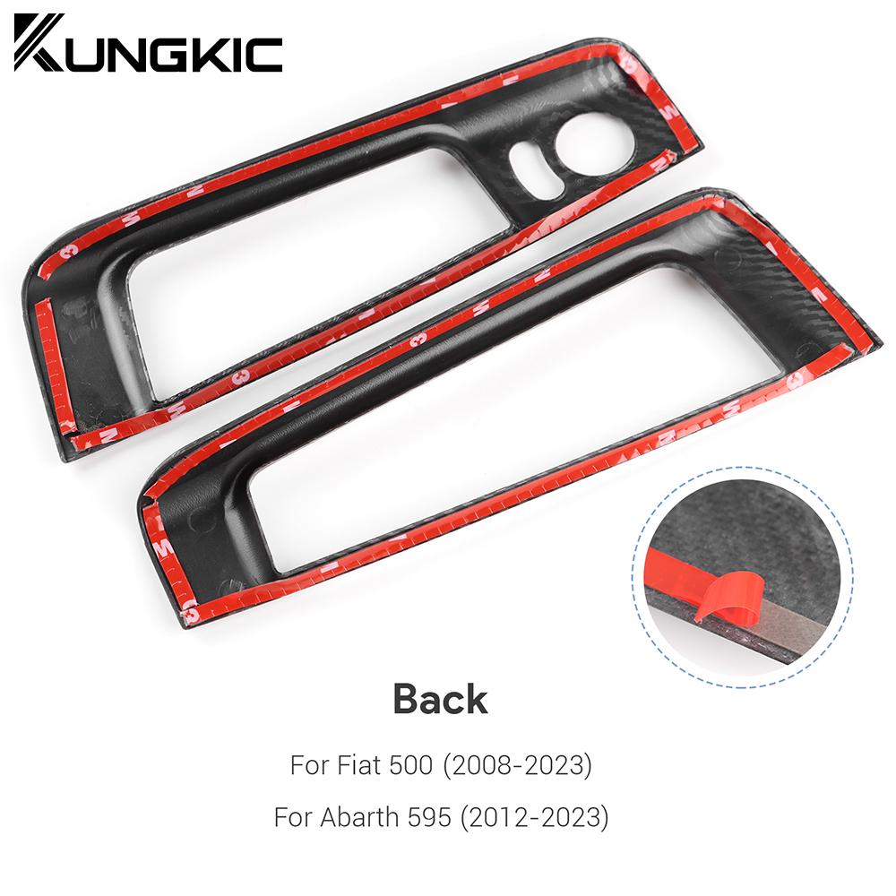 For Fiat 500 Abarth 595 695 2008-2025 ABS Carbon Fiber LHD Car Rearview Mirror Adjustment Window Button Switch Storage Sticker