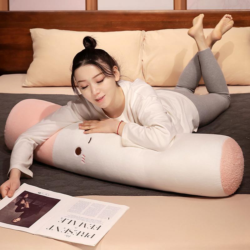 45~105cm Stofftier Langes Zigarettenkissen Gefülltes Rauchen Braun Rosa Lachendes Süßes Gesicht Schlafkissen Beinauflage Plüschtier Geschenk