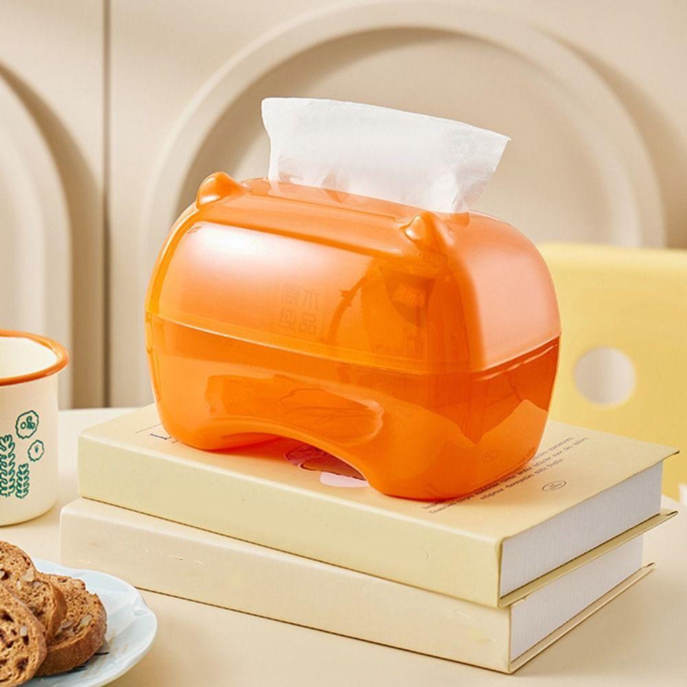Waterproof Cartoon Transparent Tissue Box Plastic Drawer Box Tissue Storage Box Coffee Table