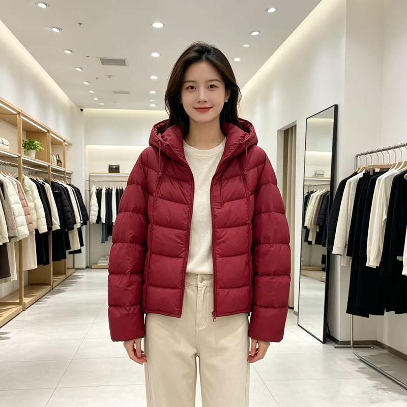 Winter white duck down short down jacket winter hooded jacket new bread clothes simple and trendy