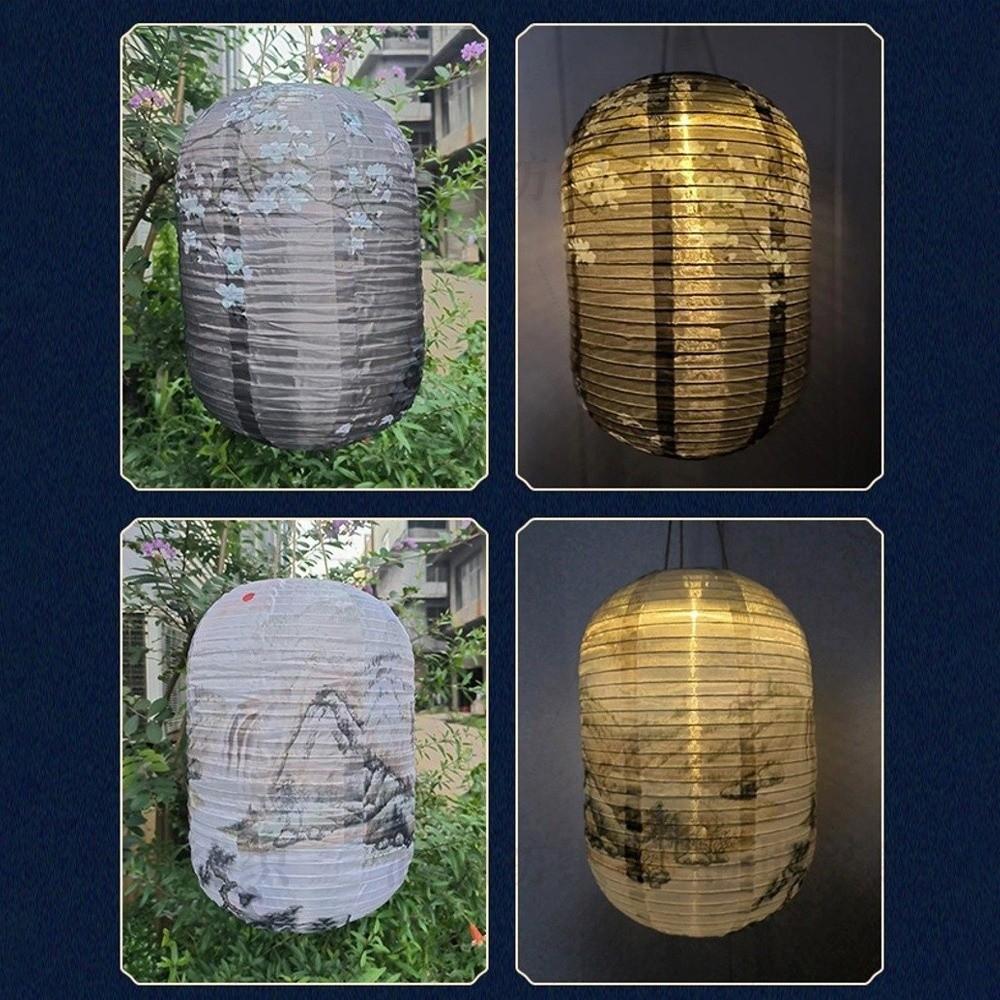 Oriental Style Waterproof Chinese Style Lantern LED Light Nylon Cloth LED Light Lantern Solar Powered Hanging Lamp Home Decor