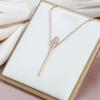 Kinel Zircon Matchstick Pendant Necklace For Women Rose Gold Color Party Fine Jewelry Gift