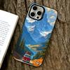 Travel Landscape Bus Phone Case For iPhone 17,16,15,14,13,12,11 Plus,Pro Max,XS,Colorful Silver Phone case Funda Cover