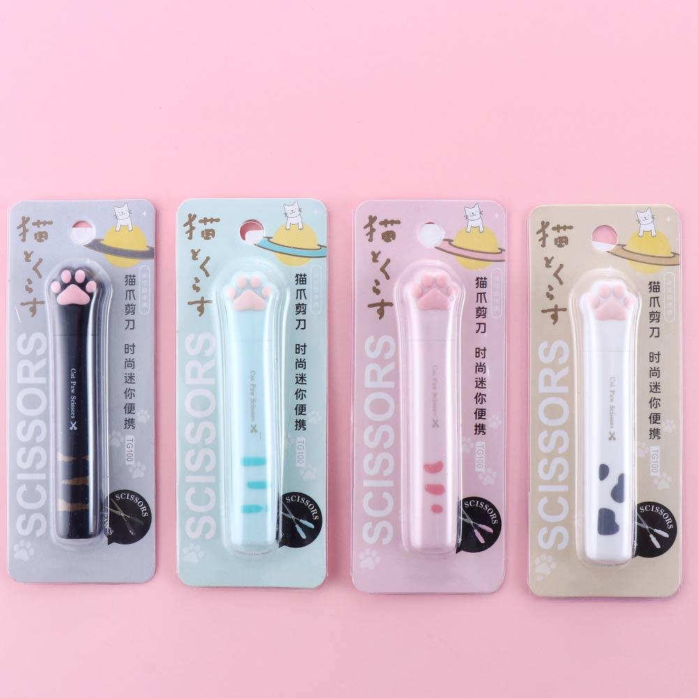 Supplies Portable Novelty Kawaii Mini Hand Scissors Folding Design Stainless Steel Cat Paw Scissors