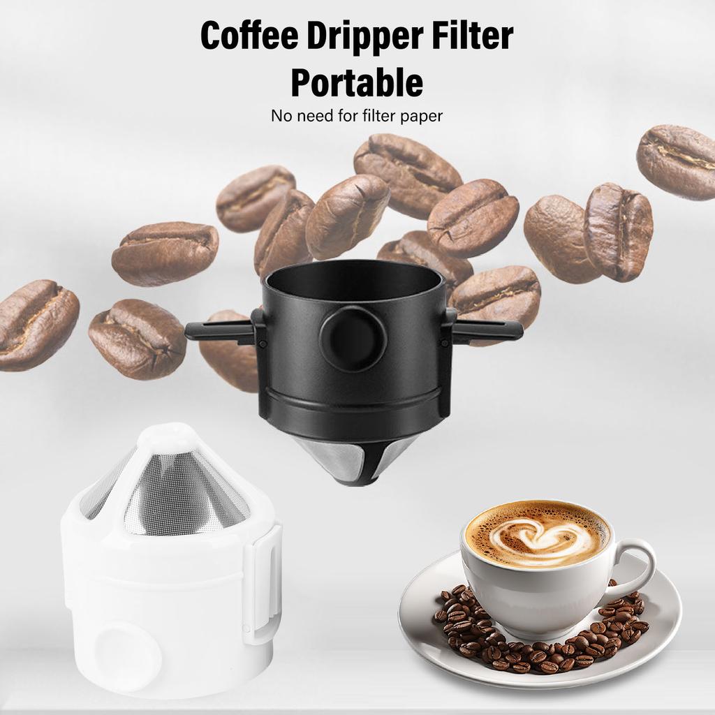 2 Seturi Filtru Cafea Pour Over 304 Oțel Inoxidabil Pliabil Reutilizabil Filtrare Eficientă Filtru Cafea pentru Călătorii Camping Acasă