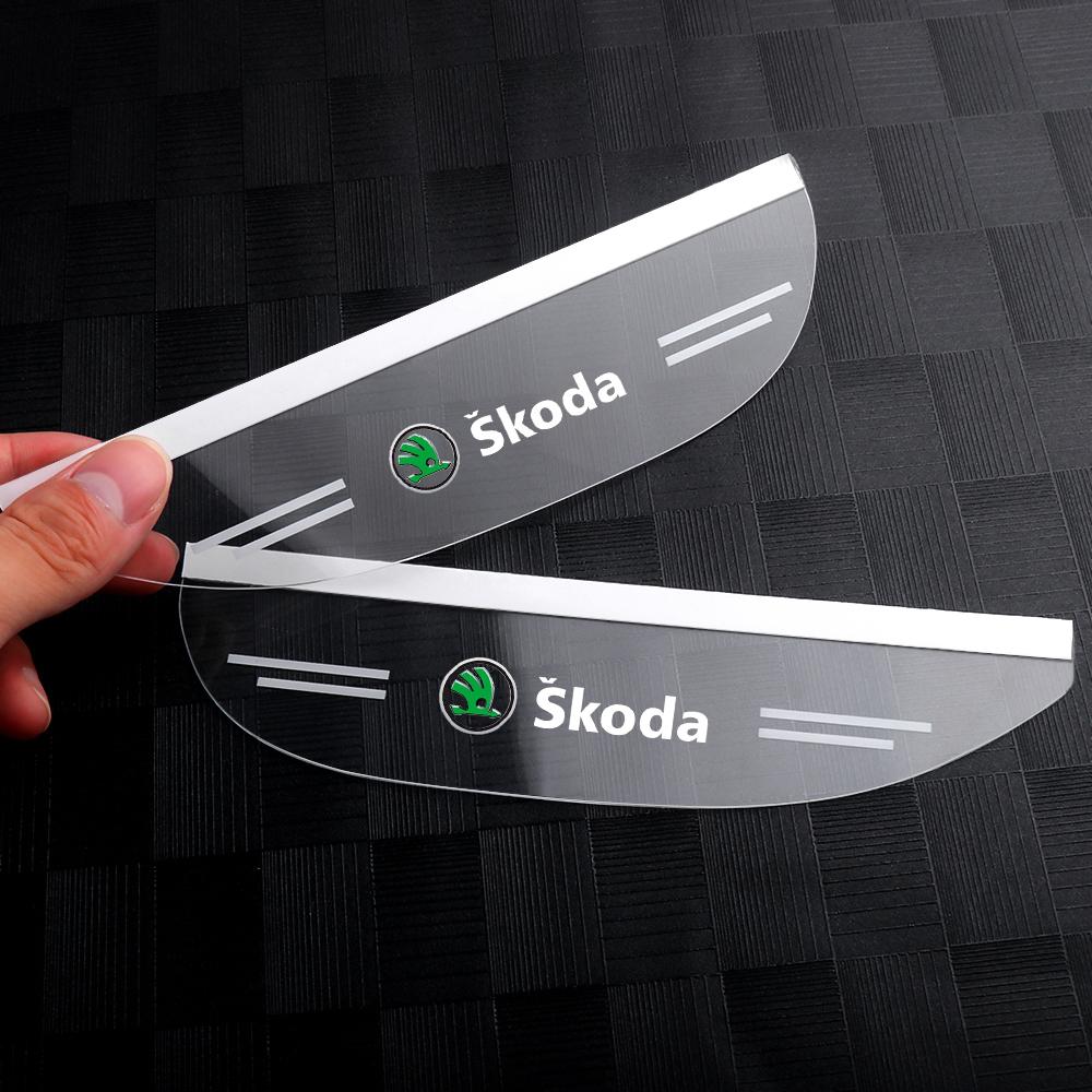 Car Rear View Mirror Rain Eyebrow Cover Sun Shade Protector For Skoda Octavia Mk3 Fabia 2 Superb 2 Kamiq Kodiaq VRS