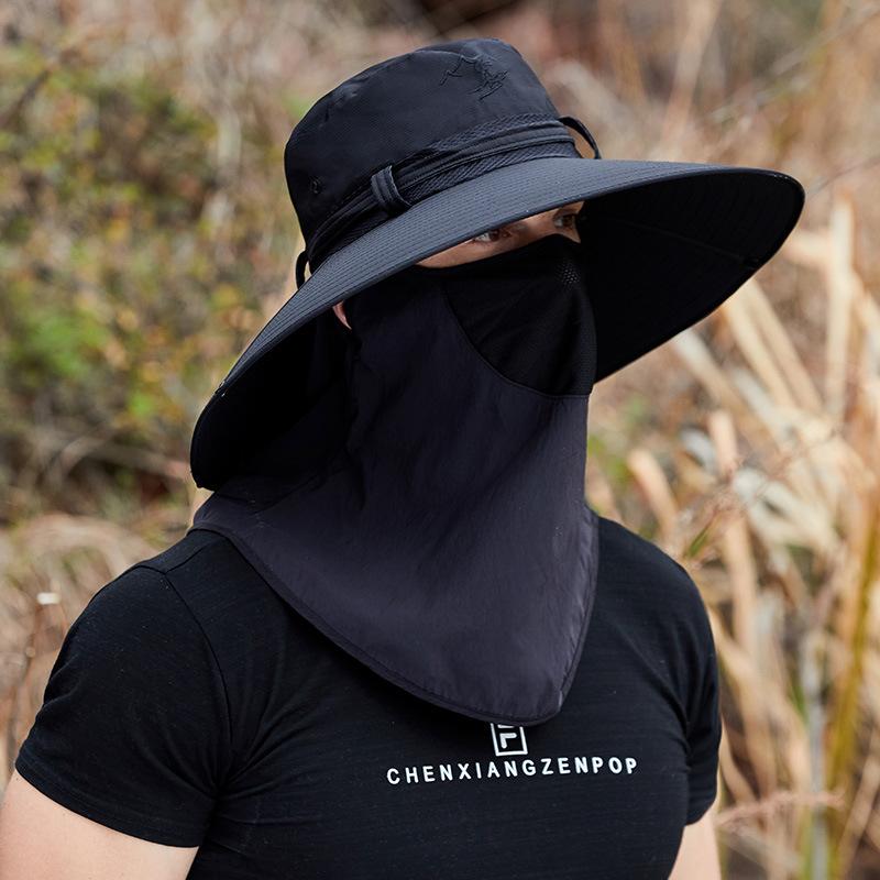 Fashion Men's Mesh Fisherman Cap with Face Mask Casual Bucket Hat Panama Caps Summer UV Protection Sun Hat Outdoor Fishing Hat