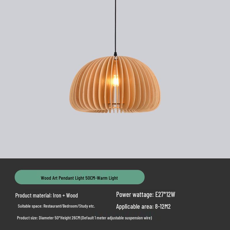 Vintage Japanese Retro Pumpkin Wooden Chandelier for Bedroom, Restaurant, or Study