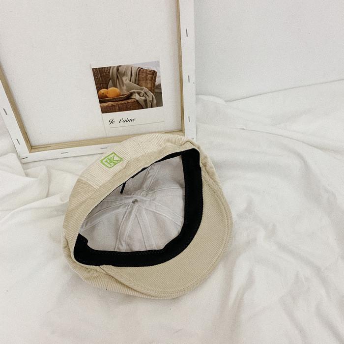 Trendy Embroidered Corduroy Vintage Cap For Women Chic Baker Boy Hat Four Seasons