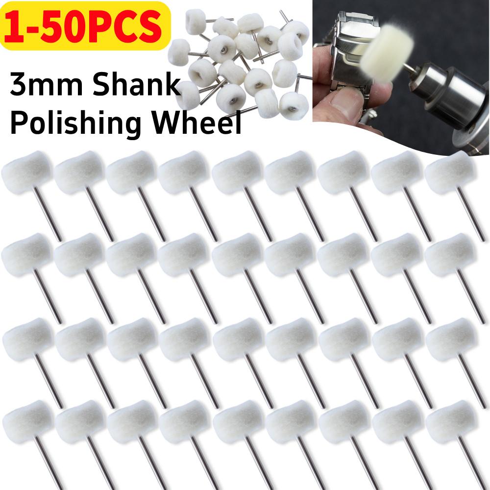 10-50Pcs Grinding Sanding Head 3mm Shank Fine Wool Polishing Abrasive Brush Grinding Buffing Wheel Drill Rotary Tool Accessories