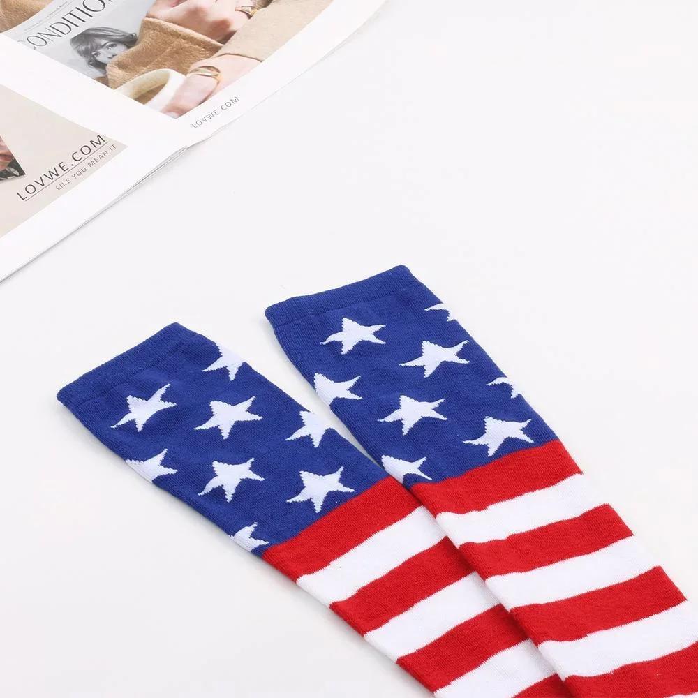 Usa Star Spangled Banner American Flag Stockings Thigh High Leg Warmers Cosplay Girls Over The Knee Thigh High Socks For Woman