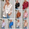 Tops da Moda Elegante Dama de Escritório Manga Longa Blusa Jacquard Leopardo Gola Pontuda Camisa de Botões Tamanho Plus