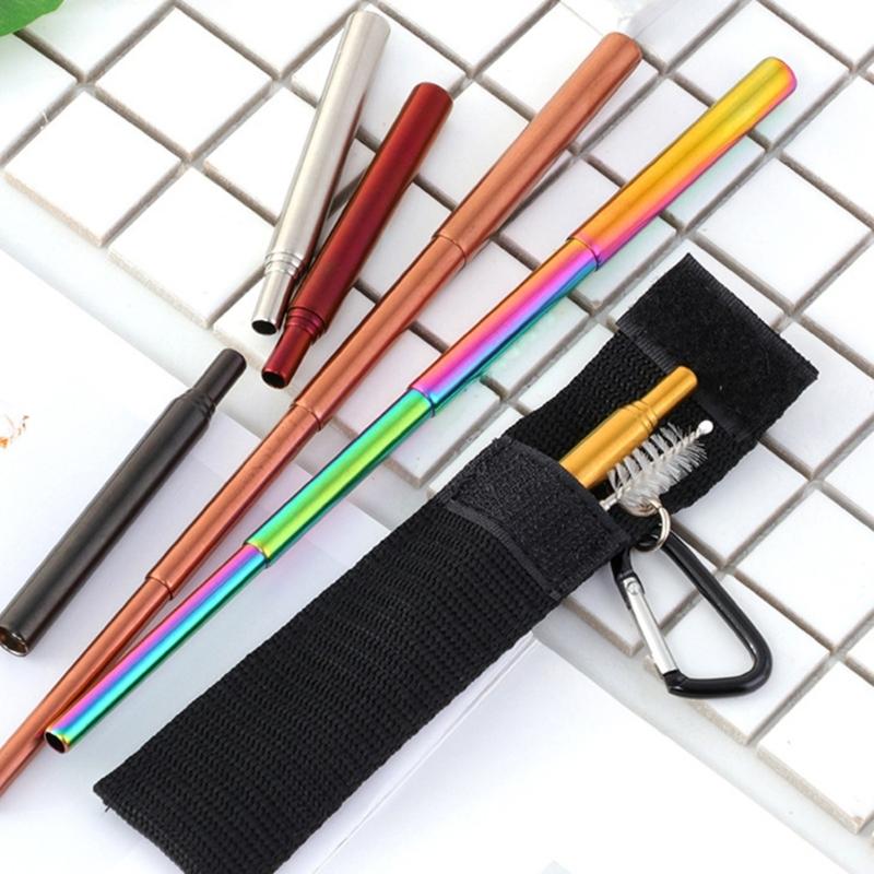 4 Stage Adjustable Length Extendable Straw Brush Stainless Steel Body Easy Storage Design Cleaning Tool For Kitchen